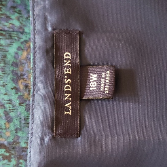 Beautiful Blue/Green Paisley V-Neck Empire Waist Fit & Flare Lands End Dress 18W - Picture 3 of 8